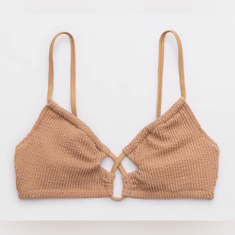 NWT Aerie Shimmery Crinkle Lace Up Scoop Bikini Top - Size S